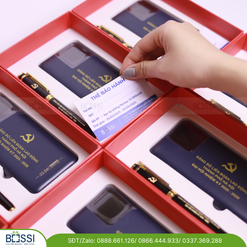 Bộ Giftset Sạc dự phòng + Bút ký logo Đảng bộ LĐ Lao động