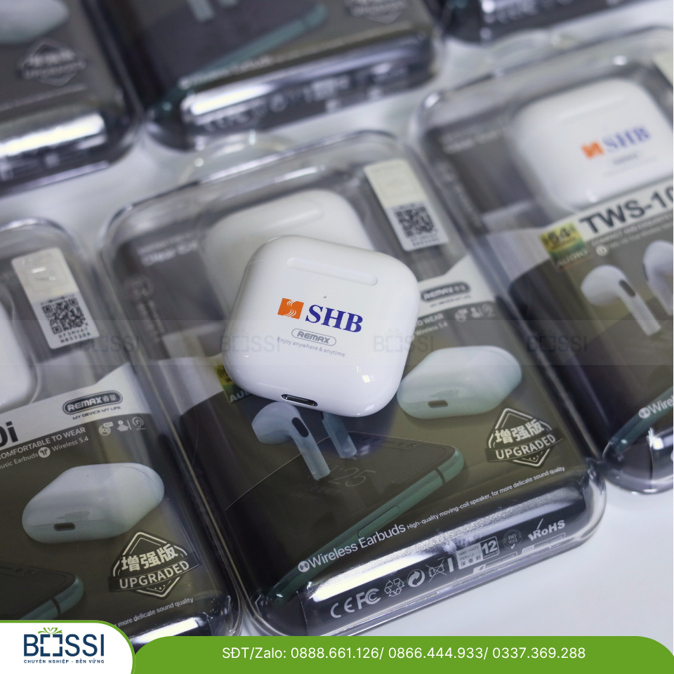 Tai nghe Bluetooth in logo SHB Tai nghe Bluetooth in logo SHB