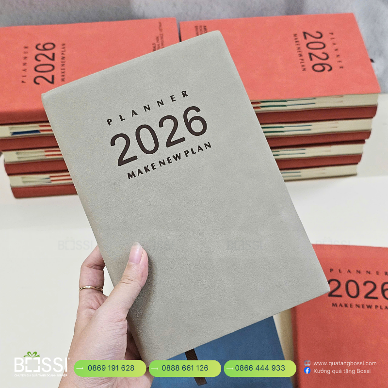 Sổ tay A5 gáy xoắn in logo HTI Sổ Tay Kế Hoạch 2026 AMICO