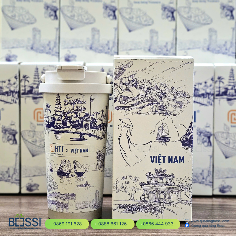 BGN 500ml inox304 nhiệt độ in logo Rikkei Cốc giữ nhiệt In Logo HTI Việt Nam