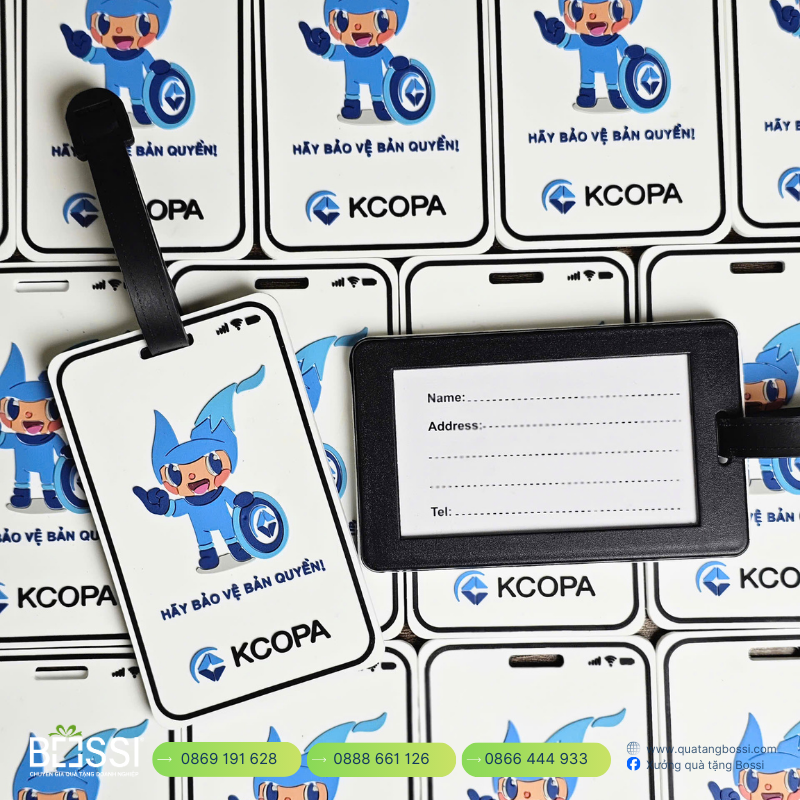 Đồng hồ quảng cáo T30 in logo Bobby Unicharm Tag Treo Vali In Logo KCOPA