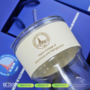 Cốc Thủy Tinh Bọc Da In Logo CER