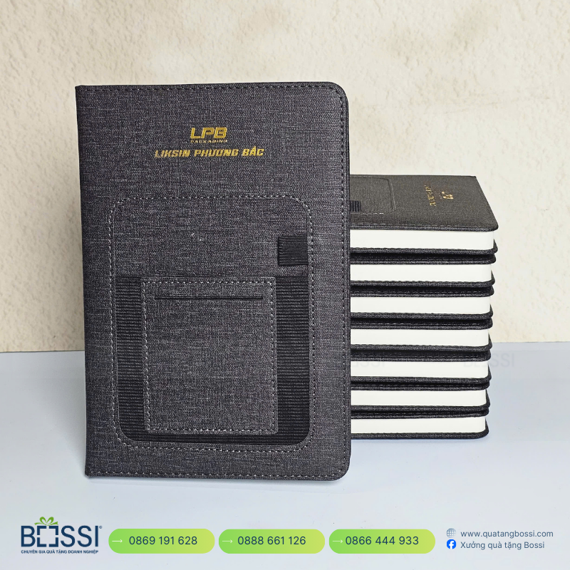 Sổ tay A5 gáy xoắn in logo HTI Sổ Tay A5 LPB Phương Bắc