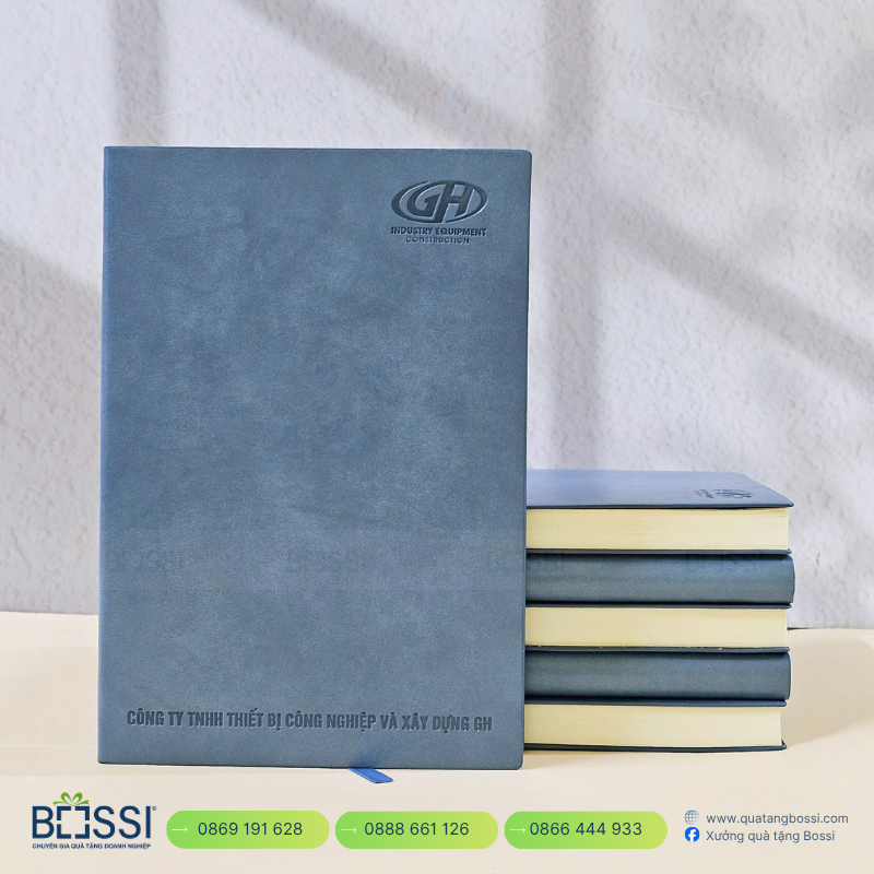 Sổ tay A5 gáy xoắn in logo HTI Sổ Da PU GH Industry Equipment